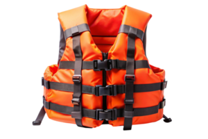 Durable life jacket with buckles and straps for personal flotation and water safety png