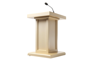 Beige podium or lectern with a built in microphone for conferences and public speaking events png