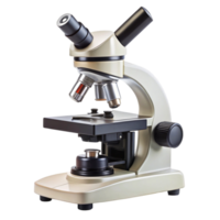 Laboratory microscope with multiple lenses for scientific research, isolated on a Transparent Background png