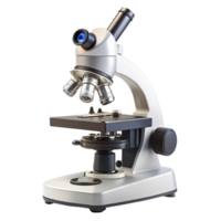 Modern microscope with adjustable lenses, ideal for scientific research, lab studies, and educational tools png