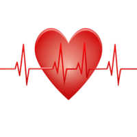 Heartbeat line with red heart symbol, isolated on a Transparent Background, representing cardiology and health monitoring png