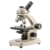 Close up of a modern microscope, highlighting precision lenses and ergonomic design for study png