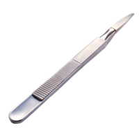 Surgical scalpel with sharp stainless steel blade and ergonomic handle, isolated on a Transparent Background png