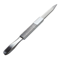 Stainless steel scalpel emphasizing sharpness and precision, essential tool for surgical procedures png
