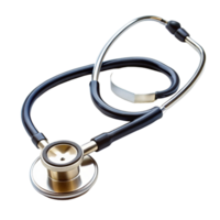 Close up of a standard stethoscope, emphasizing its sleek design and precision for medical use png
