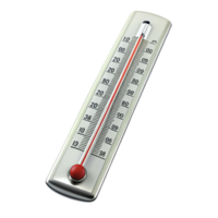Classic thermometer showing temperature reading with clear scale and red indicator on a Transparent Background png