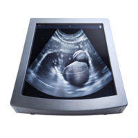 Ultrasound scan showing clear image of internal body structure displayed on a medical monitor screen png