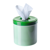 Disinfectant wipes in a compact green container, highlighting easy access for hygiene and surface cleaning png