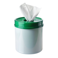Portable canister of disinfectant wipes, isolated on Transparent Background, perfect for sanitizing on the go png
