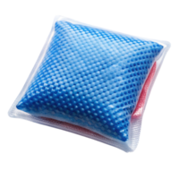 Therapeutic hot or cold pack with blue and red gel beads, versatile and reusable, shown isolated on white png