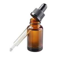 Open amber dropper bottle with pipette, showcasing precise dispensing for liquids, isolated on a clean surface png