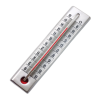 traditional analog thermometer measuring temperature, displayed in both Celsius and Fahrenheit png