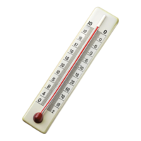 Classic mercury thermometer showing temperature in Celsius and Fahrenheit, isolated on Transparent Background png