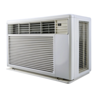 Sleek air conditioner with remote control and digital display, designed for optimal cooling in modern spaces png