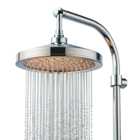 Stylish rainfall shower fixture in polished chrome finish, featuring a large overhead design for relaxing showers png