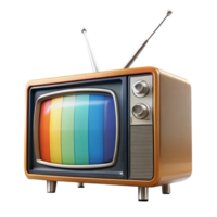 Retro color television with curved screen, analog dials, and classic wood finish, symbolizing 1970s home entertainment png