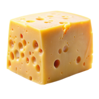 geïsoleerd blok van Zwitsers kaas met gaatje textuur, presentatie van kwaliteit en versheid. png
