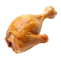 Fresh raw chicken drumstick on a Transparent Background showcasing texture and natural color. png