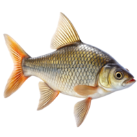 Whole fish with shiny scales and distinct fin structure, representing freshness, aquatic life, and nutrition. png
