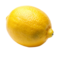 Fresh whole lemon with bright yellow peel and textured surface, isolated on Transparent Background, perfect for citrus themes. png
