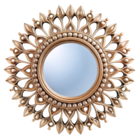Decorative gold framed mirror with baroque inspired design, adding sophistication to modern or traditional spaces png