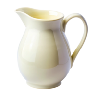 Stylish white ceramic pitcher with a sleek, simple design, ideal for table setting or kitchen decor png