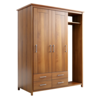 Elegant wardrobe with natural wood finish, featuring ample storage space and efficient design for organized living png