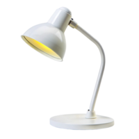 Simple white desk lamp with adjustable head ideal for focused lighting on workspaces and study areas on Transparent Background png