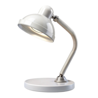 Classic white desk lamp with warm light creating a cozy ambiance suitable for reading or studying png