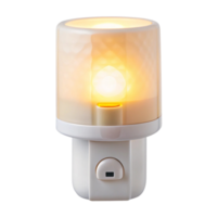 Compact plug in nightlight with soft amber glow for ambient lighting ideal for bedrooms and hallways on Transparent Background png