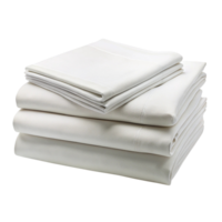 Elegant folded white sheet set with smooth texture offering a luxurious and fresh feel for any bedroom decor png