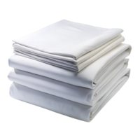 Neatly folded white bed sheet set ideal for bedroom essentials providing soft and comfortable bedding on Transparent Background png