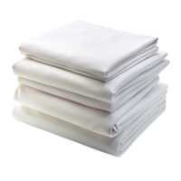 Stack of premium white bed sheets perfect for a cozy and minimalist bedroom setup displayed on a Transparent Background png