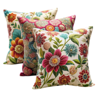 brilhante e negrito decorativo almofadas com artístico padrões ideal para criando uma acolhedor e à moda atmosfera dentro vivo quartos png