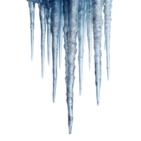 Sharp, translucent icicles captured in a high resolution image against a pure Transparent Background, signifying cold weather png