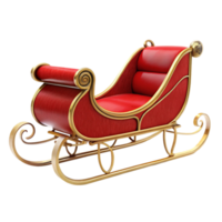Luxurious holiday sleigh with intricate golden details and classic red design on a Transparent Background png