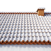 Clear image of a tiled roof partially covered in snow, emphasizing winters minimalist beauty png