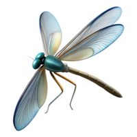 iconic rustic Damselfly, delicate wings, slender body, side view, studio lighting, minimalist, with transparent background,high-resolution product photography crisp png