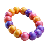 pristine remarkable A colorful beadebracelet with intricate patterns, glossy finish, soft lighting, top-down view, isolateon transparent background,high-resolution product photography png