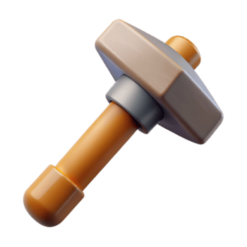 splendiavant-garde Reflex hammer, triangular head, wooden handle, render, studio lighting, top-down view, isolateon transparent background,high-resolution product photography high resolution png