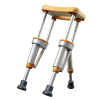 hypnotic vintage Crutches, adjustable height, rubber tips, aluminum frame, render, studio lighting, front view, isolateon transparent background,high-resolution product photography refined png