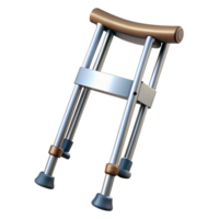 nostalgic radiant Crutches, adjustable height, rubber tips, aluminum frame, render, studio lighting, front view, isolateon transparent background,high-resolution product photography crisp png