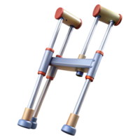 vibrant exceptional Crutches, adjustable height, rubber tips, aluminum frame, render, studio lighting, front view, isolateon transparent background,high-resolution product photography png