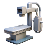 intense impressive X-ray machine, adjustable arm, digital display panel, render, studio lighting, side view, isolateon transparent background,high-resolution product photography detailed png