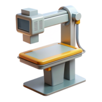 distinguisheclassic X-ray machine, adjustable arm, digital display panel, render, studio lighting, side view, isolateon transparent background,high-resolution product photography 8K png