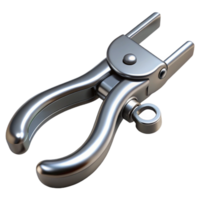 reflective immaculate Hemostat, curvejaws, locking mechanism, metallic finish, render, dramatic lighting, top-down view, isolateon transparent background,high-resolution product photography genuine png