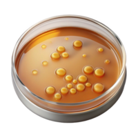 harmonious radiant Petri dish with agar anvisible bacterial colonies, studio lighting, top-down view, glass finish, isolateon transparent background,high-resolution product photography studio quality png