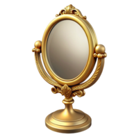 sumptuous vintage Vintage vanity mirror, ornate golframe, oval shape, front view, studio lighting, isolateon transparent background,high-resolution product photography original png