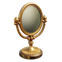 radiant intense tropical Vintage vanity mirror, ornate golframe, oval shape, front view, studio lighting, isolateon transparent background,high-resolution product photography precision png
