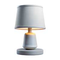 fascinating quintessential Modern ceramic table lamp, white glaze, cylindrical shape, fabric lampshade, soft lighting, front view, isolateon transparent background,high-resolution product photography png